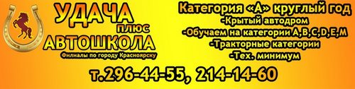 Логотип компании Удача плюс, автошкола